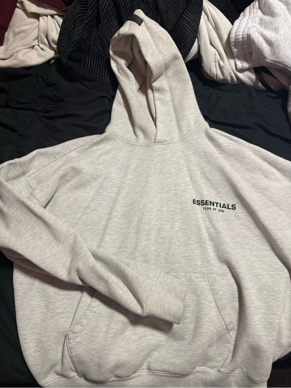 Essentials Men's Heather Light Gray Hoodie with Small Chest Logo